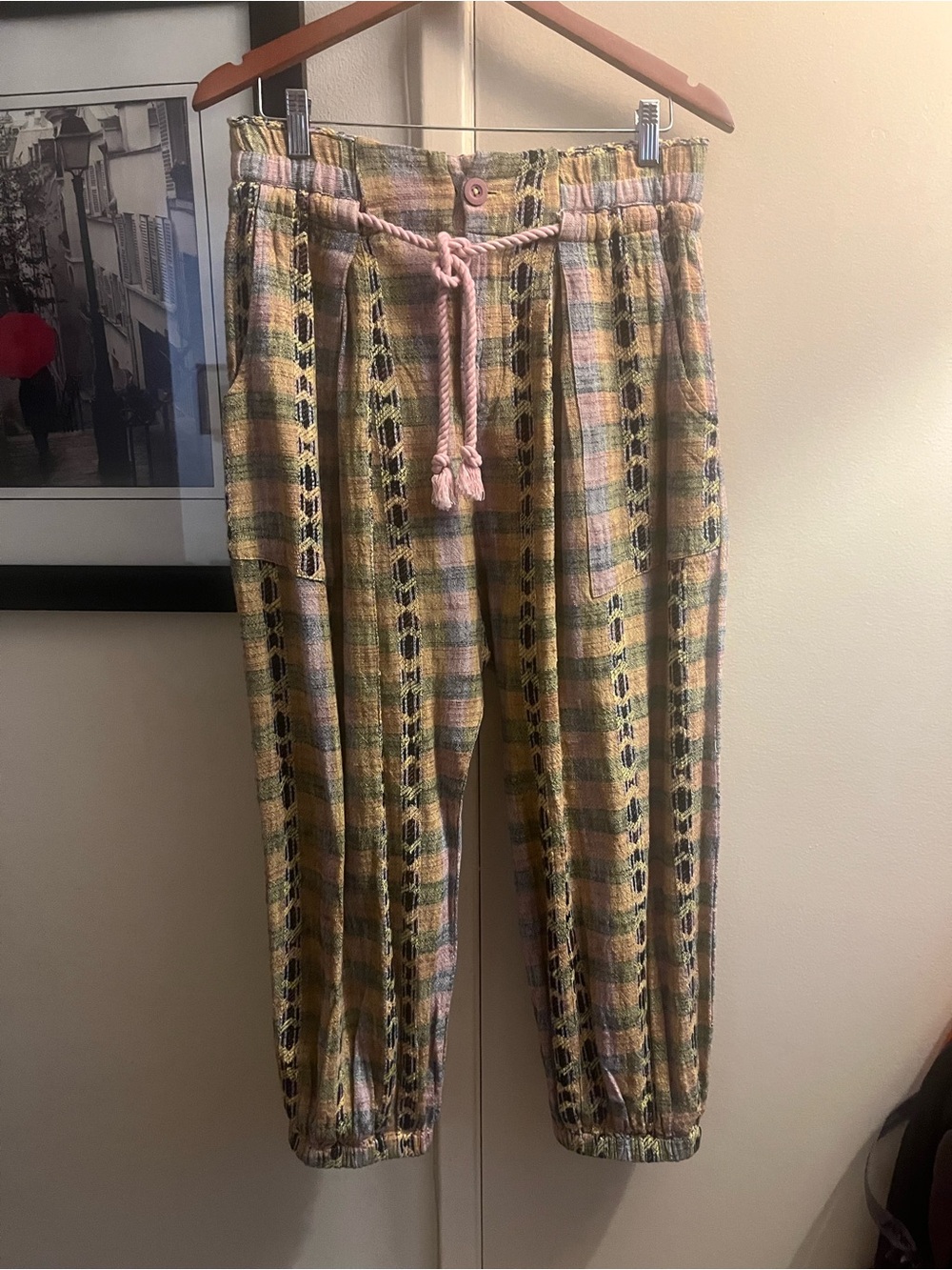 Free People Bohemian Baggy Pants with elasticized drawstring waist and hem.
